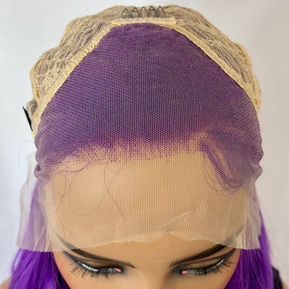 Event Ready 24” Purple Passion Color 13x2.5 Premium Fiber Lace Front Wig - Picture 4 of 13